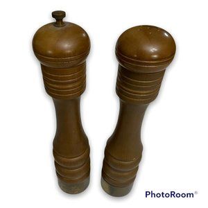 Nasco wood 10"  Pepper Grinder & Salt Shaker MCM‎ Masterpiece Set japan